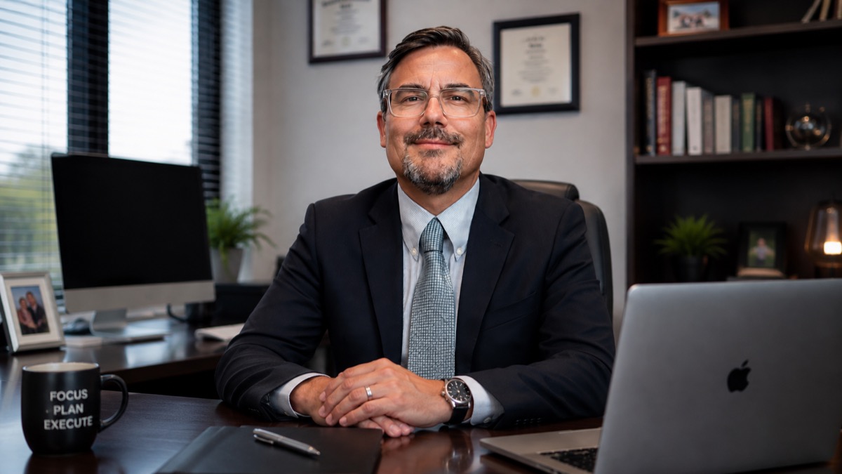 Luke Reynoso, Esq. at his desk